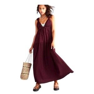 Free People Beach Martina Maxi Dress NWOT Burgundy
